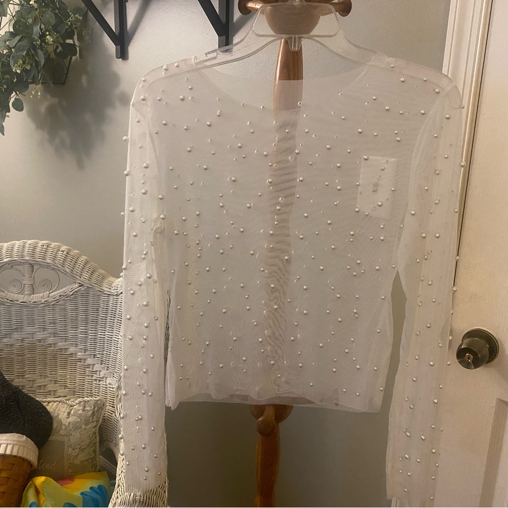 Maaji Blue and Black Embellished Long Sleeve Blouse